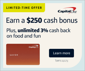 Capital One limited-time offer banner for the Savor credit card